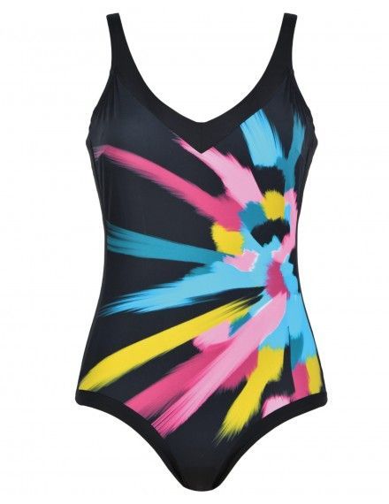 Bañador Naturana Moldeador con Copas (Negro Estampado Fantasía)