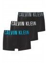 Bóxer Calvin Klein -3 Pack- Intense Power Microfibra (Negro Logo Blanco, Azul y Gris)