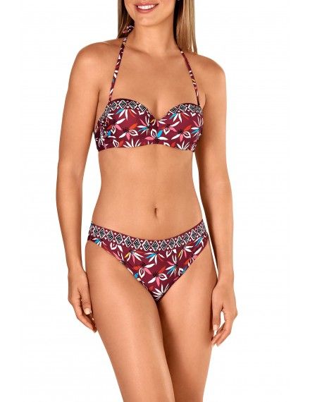 Biquíni Tamouré Bandeau com Estampa Floral (Branco)