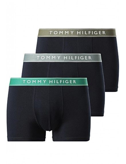 Boxer Tommy Hilfiger -3 Pack- Assinatura Cotton Essentials (Azul, Marinho e Fantasia)