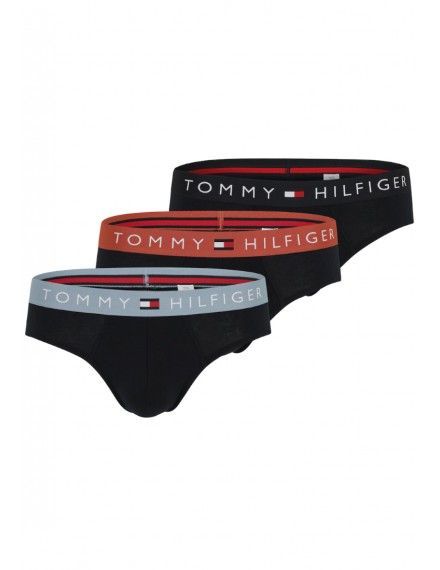 Slip Tommy Jeans -3 Pack- Original 1985 (Preto, Cinza e Azul Claro)