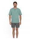 Pijama Curto Masculino Guasch Tecido Jaqcuard Microestampado Pontas de Flecha (Azul)