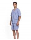 Pijama Corto de Hombre Guasch Abierto Popelín Estampado Círculos (Azul)