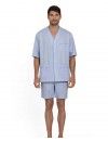 Pijama Corto de Hombre Guasch Abierto Popelín Estampado (Azul)