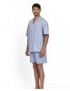 Pijama Corto de Hombre Guasch Abierto Popelín Estampado (Azul)