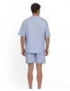 Pijama Corto de Hombre Guasch Abierto Popelín Estampado (Azul)