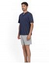Pijama Corto de Hombre Guasch Tejido Jersey Liso y Estampado Vespa (Marino)