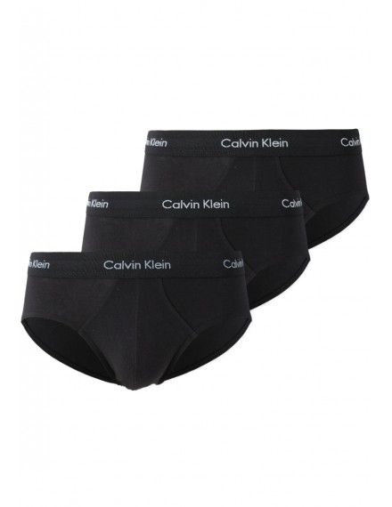 Slip Calvin Klein -3 Pack- Algodão Stretch (Branco Cintura Verde, Cinza e Turquesa)
