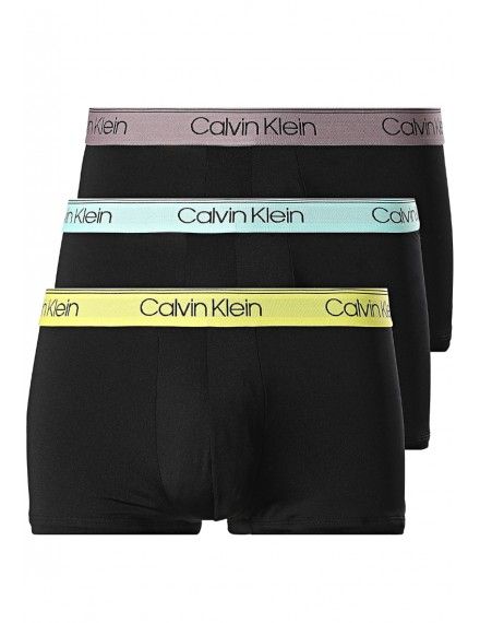 Bóxer Calvin Klein -3 Pack- Micro Stretch (Negro Cint. Gris, Celeste y Amarilla)