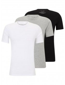 Camiseta Calvin Klein -3 Pack- Cotton Stretch Logo Bordado (Blanco, Negro y Gris)