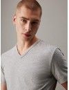 Camiseta Calvin Klein -3 Pack- Cotton Stretch Logo Cuello Pico (Blanco, Negro y Gris)