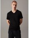 Camiseta Calvin Klein -3 Pack- Cotton Stretch Logo Cuello Pico (Blanco, Negro y Gris)