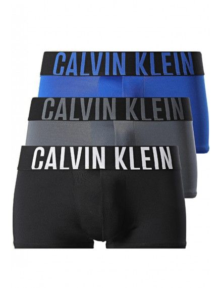 Bóxer Calvin Klein -3 Pack- Intense Power Microfibra (Negro Logo Blanco, Azul y Gris)