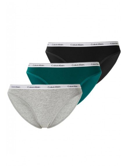 Braga Bikini Calvin Klein -3 Pack- Icon Logo (Gris, Negro y Verde)