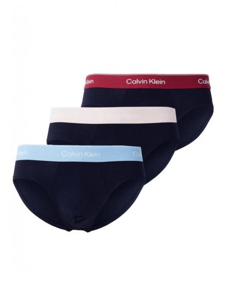 Slip Calvin Klein -3 Pack- Icon Cotton Stretch (Negro Cint. Azul, Rosa y Granate)