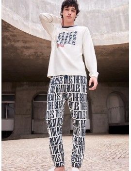 Pijama masculino Gisela Tecido Ponto Interlock The Beatles (Cru)