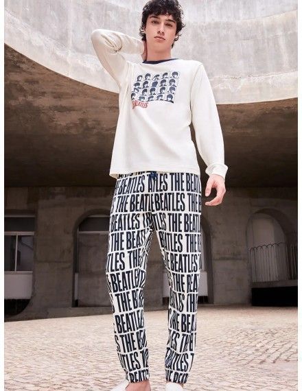 Pijama de hombre Gisela Tejido Punto Interlock The Beatles (Crudo)