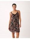 Camisola Curta Promise de Cetim com Renda (Preto)