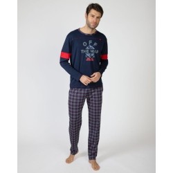 Pijama de Homem Massana Aberto de Tecido Jacquard (Marinho)
