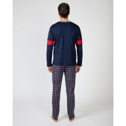 Pijama de Homem Massana Aberto de Tecido Jacquard (Marinho)