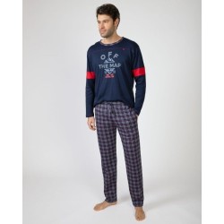 Pijama de Homem Massana Aberto de Tecido Jacquard (Marinho)