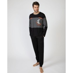 Pijama de Homem Massana Aberto de Tecido Jacquard (Marinho)