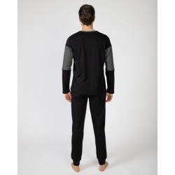Pijama de Homem Massana Aberto de Tecido Jacquard (Marinho)