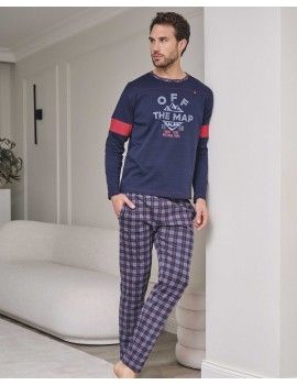 Pijama de Homem Massana Aberto de Tecido Jacquard (Marinho)