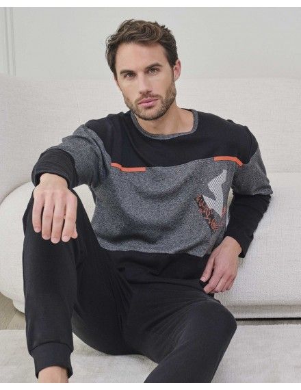 Pijama de Hombre Massana Algodón Estampado (Negro)