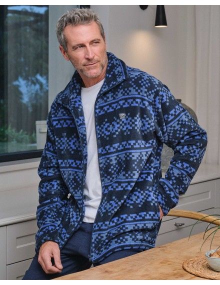 Camisola Curta Masculina Massana Tecido Polar com Estampa Geométrica (Verde)