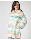 Bata curta feminina Massana Tecido Polar Estampado Nights (Cinza e Rosa)
