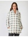 Bata Corta de Mujer Massana Tejido Polar Estampado Cuadros (Gris)