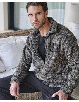 Camisola Curta Masculina Massana Tecido Polar com Estampa Geométrica (Verde)