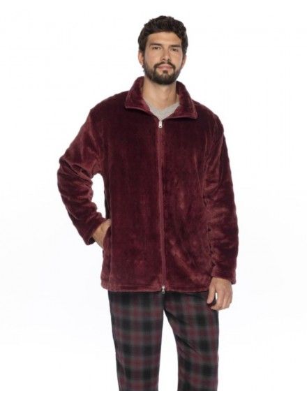 Bata Corta de Hombre Guasch Tejido Coralina Liso (Granate)