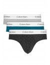 Slip Calvin Klein Icon -3 Pack- Cotton Stretch (Gris, Turquesa y Negro Fantasía)