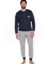 Pijama de Hombre Guasch Tejido Felpa Liso y Estampado (Marino)