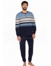 Pijama de Hombre Guasch Tejido Interlock Listado (Marino)