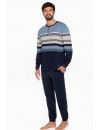 Pijama de Hombre Guasch Tejido Interlock Listado (Marino)