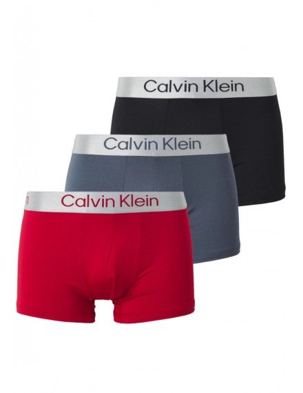 Bóxer Calvin Klein -3 Pack- Intense Power Microfibra (Negro Logo Blanco, Azul y Gris)
