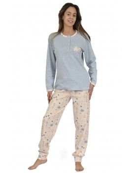 Pijama de Mulher Sónia Tecido Felpa Estampado Lhama (Granate)