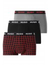 Boxer Hugo -3 Pack- Design Algodão Stretch (Cinza, Preto e Cinza Fantasia)