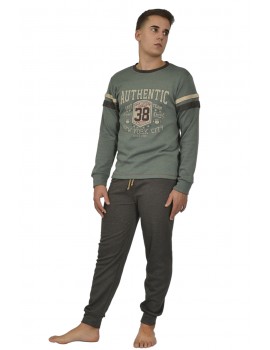 Pijama de Hombre Sónia Tejido Punto Afelpado Estampado New York (Granate)