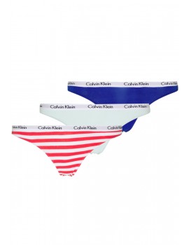 Biquíni Braga Calvin Klein -3 Pack- Carousel (Azul, Verde e Branco às Riscas)