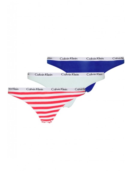 Biquíni Braga Calvin Klein -3 Pack- Carousel (Azul, Verde e Branco às Riscas)