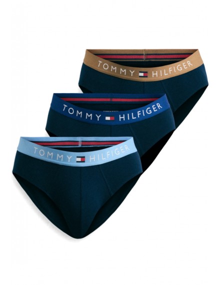 Slip Tommy Jeans -3 Pack- Original 1985 (Preto, Cinza e Azul Claro)