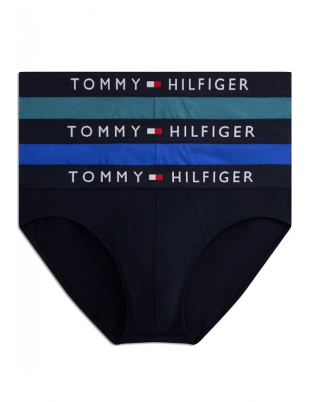 Slip Tommy Jeans -3 Pack- Original 1985 (Preto, Cinza e Azul Claro)