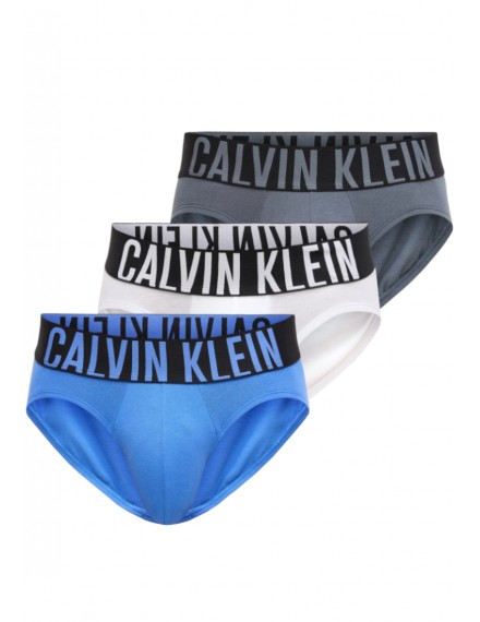 Bóxer Calvin Klein -3 Pack- Intense Power Microfibra (Negro Logo Blanco, Azul y Gris)