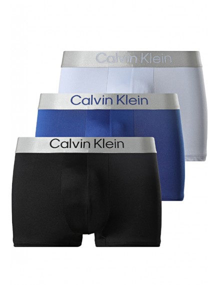 Bóxer Calvin Klein -3 Pack- Intense Power Microfibra (Negro Logo Blanco, Azul y Gris)
