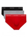 Bóxer Calvin Klein Icon -3 Pack- Cotton Stretch (Negro Cint. Azul, Gris y Roja)