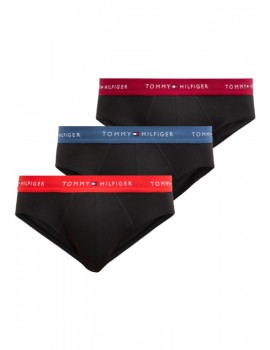 Slip Tommy Hilfiger -3 Pack- Signature Cotton Essentials (Negro Cint. Roja, Granate y Marino)